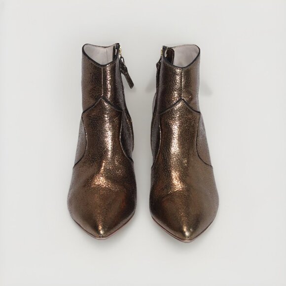 Boden Ankle Boots Gold Stiletto Heeled Leather Boot MINT Women's Size 40 9.5 - Picture 4 of 13